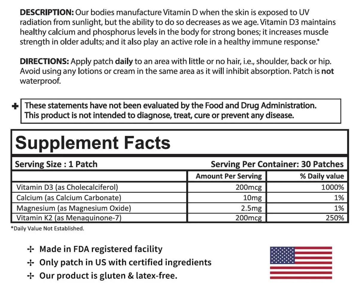 D3/Calcium Patch Ingredients