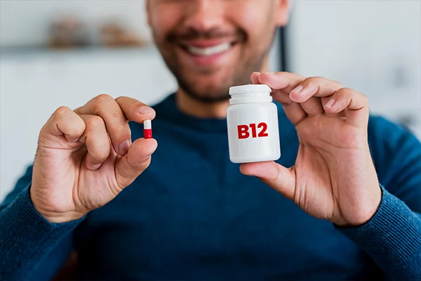A person taking a B12 supplement