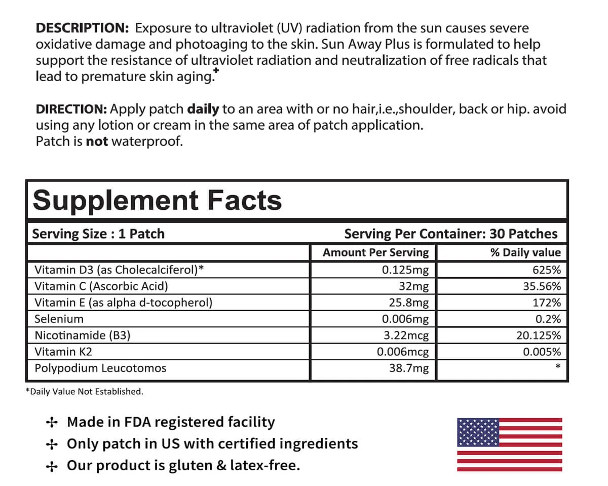 Sun Away Patch Ingredients