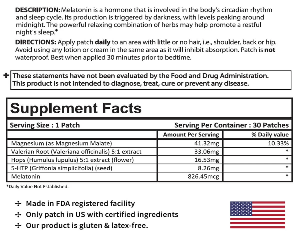 Sleep Starter Patch Ingredients