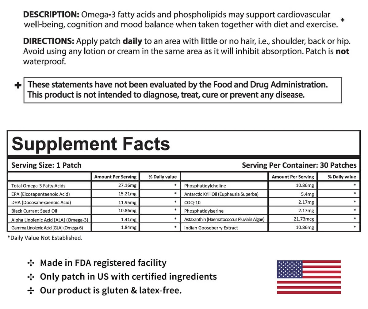 Omega-3 Patch Ingredients