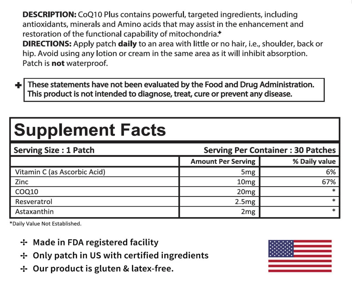 CoQ10 Plus Patch Ingredients