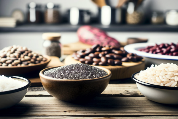 Assortment of magnesium-rich foods arranged on a table