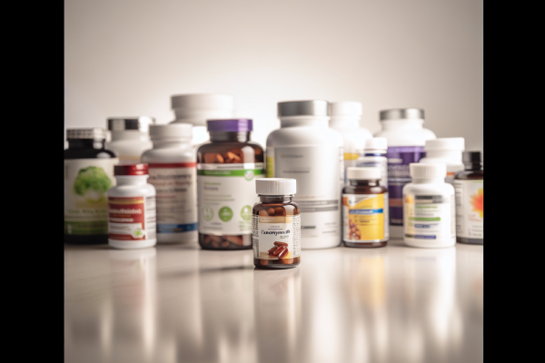 Image for PatchMD's post on 'Coenzyme Q10 and Autism Spectrum Benefits': Bottles of supplements with antioxidant-rich Coenzyme Q10, exploring potential health advantages for individuals on the spectrum.