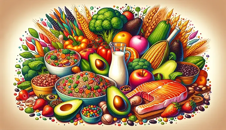 A variety of essential foods