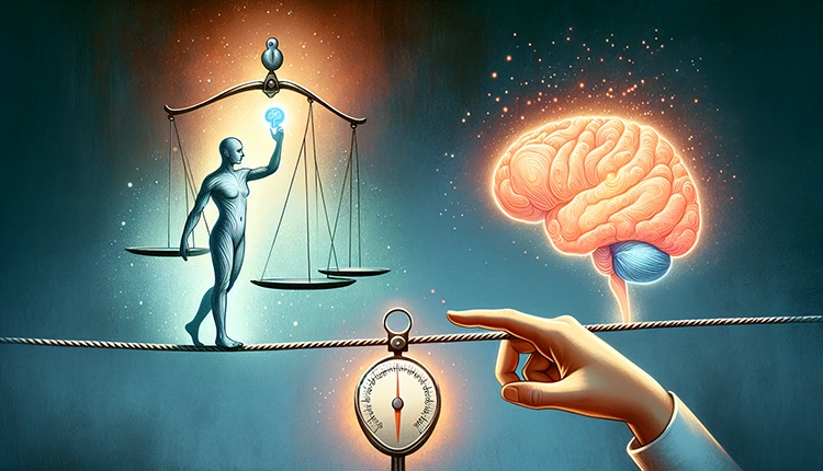 Illustration of balancing weight management and mental well-being
