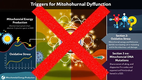 Visual representation of triggers for mitochondrial dysfunction in children with ASD.
