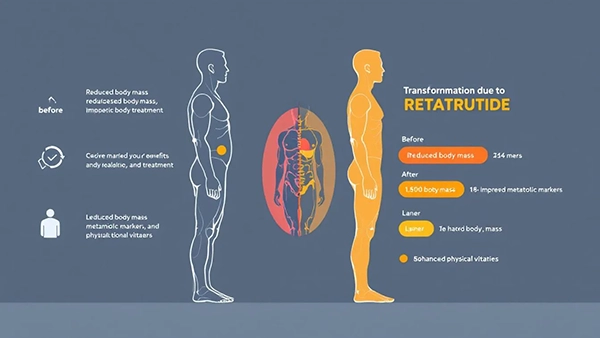 A visual representation of significant weight reduction achieved through retatrutide.