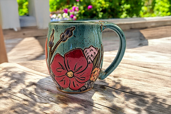 Garden-Inspired Stoneware Pottery Mug